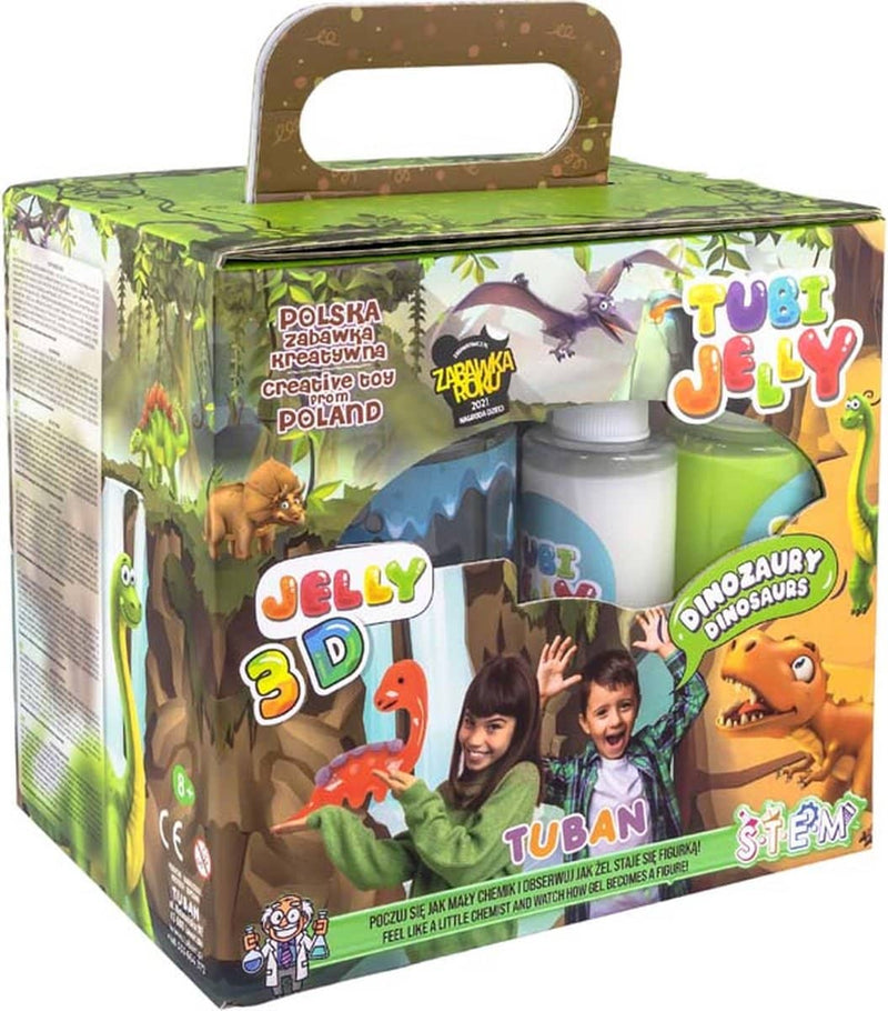 Tuban tubi jelly 6 kleuren met klein aquarium van dinosaurussen