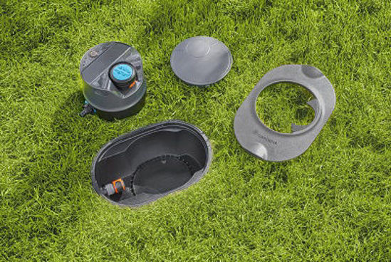 Gardena pipeline-irrigatiesysteem aquaprecise op zonne-energie voor gazon sprinklersysteem (grijs turquoise)