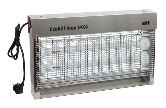 Ecokill caja moscas eléctrica acero inoxidable ipx4 2 x 15w