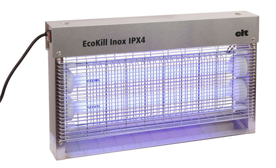 Ecokill caja moscas eléctrica acero inoxidable ipx4 2 x 15w