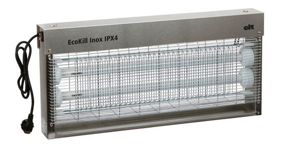 Scatola portamosche elettrica Ecokill in acciaio inox ipx4 2 x 20w