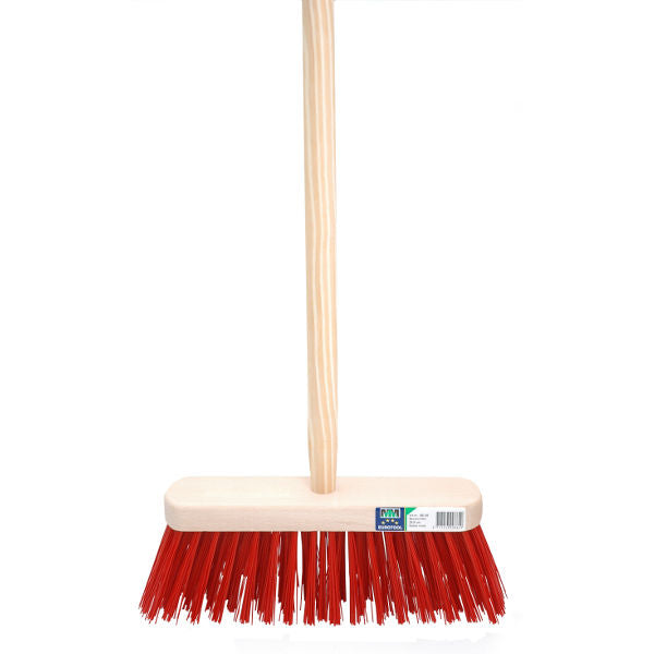Mm eurotool bezem fsc 29cm kunstvezel rood mm met steel 120cm aktie