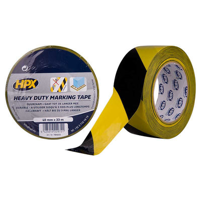Hpx zelfklevende afzettape heavy duty geelzwart 48mm x 33m