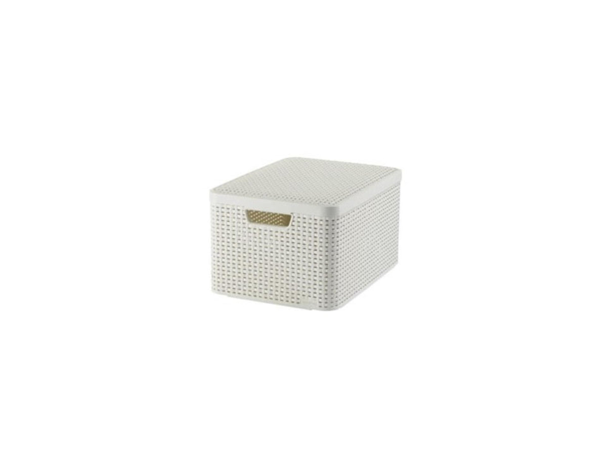 Curver style mand l met deksel rotanstyle ivoor (lxbxh 44x32x25cm)