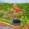 Gardena aquabloom set l voor bewatering op zonne-energie besproeiingscomputer (grijs turquoise, automatisch besproeiingssysteem, accu inbegrepen)