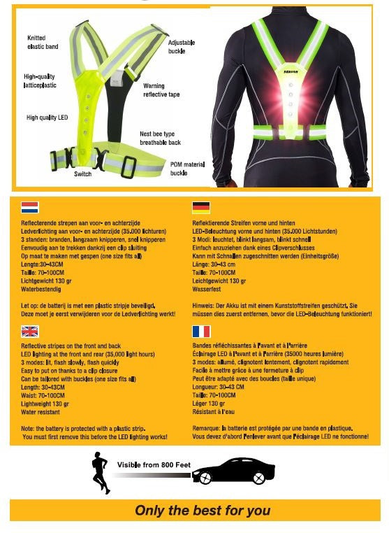 LED running safety vest,