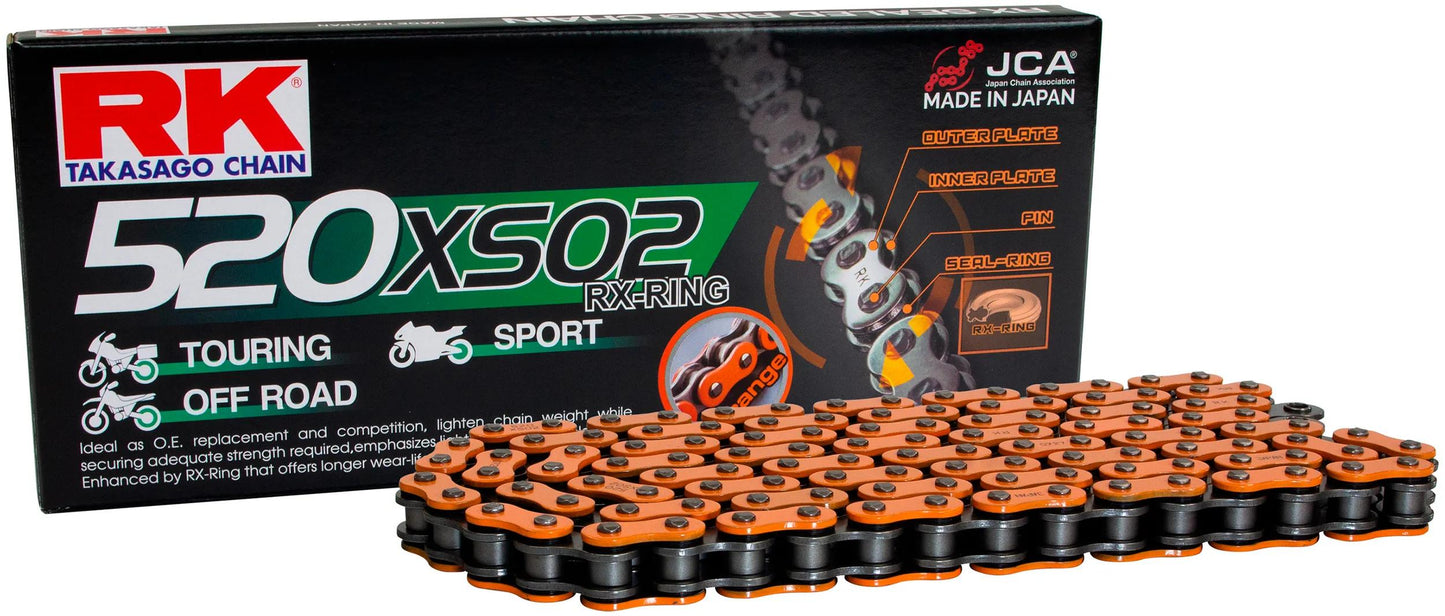 RK Chain 520 XSO2 118 C Orange Grey Open