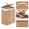 Basket per lavanderia di bambù rettangolare Homestyle Pro + Testo 52x32x63 cm Bianco naturale