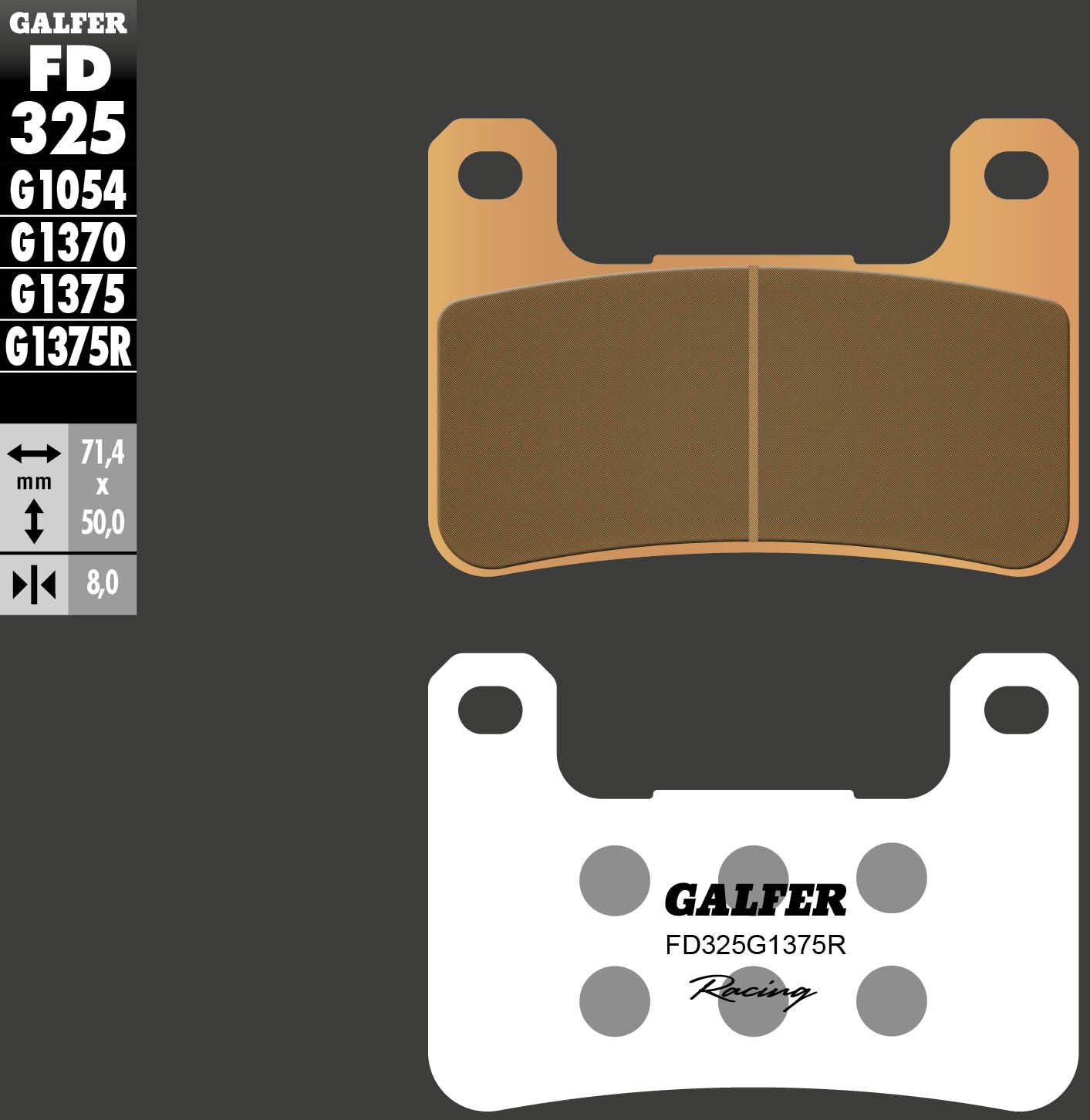 Galfer bremsbelag fd325 brake pad fd325 g1375r sint. metal racing