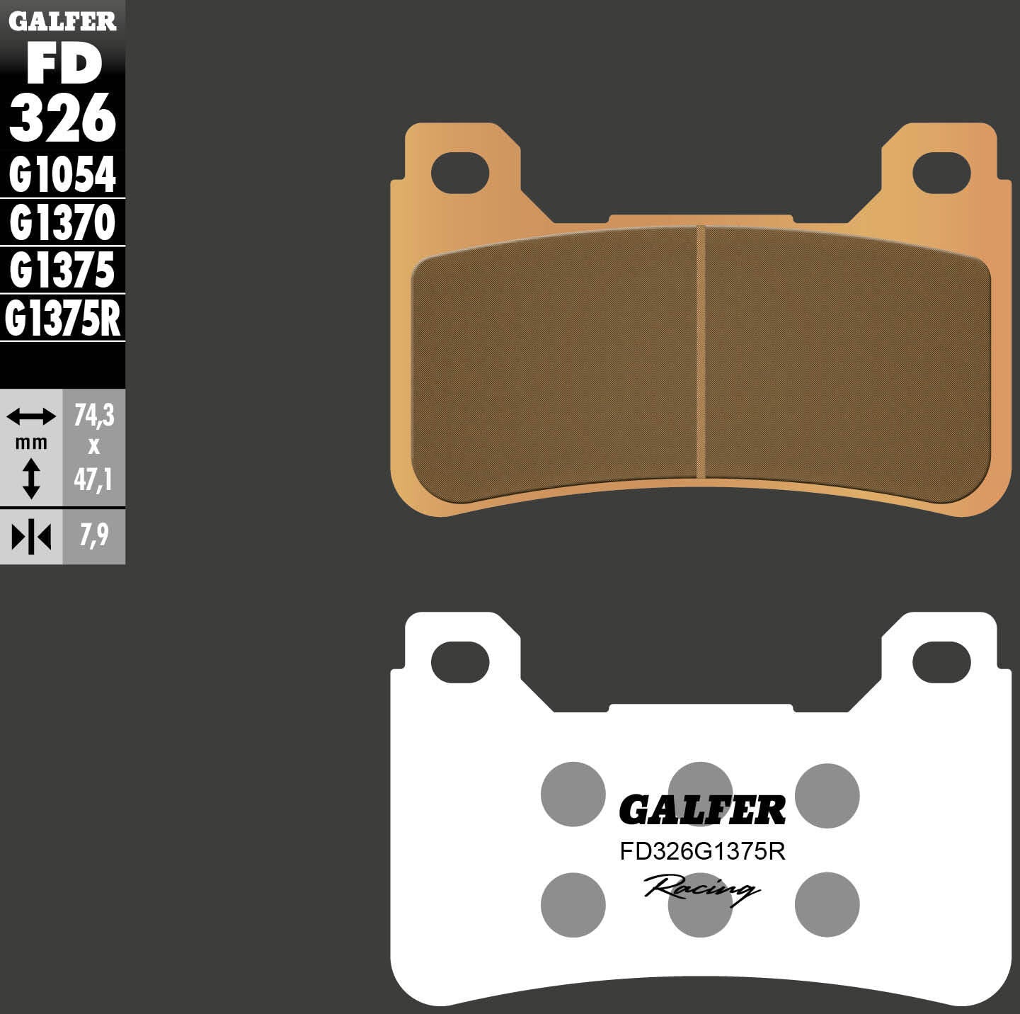 Pastiglie freno Galfer fd326 pastiglia freno fd326 g1375r sint.metal racing