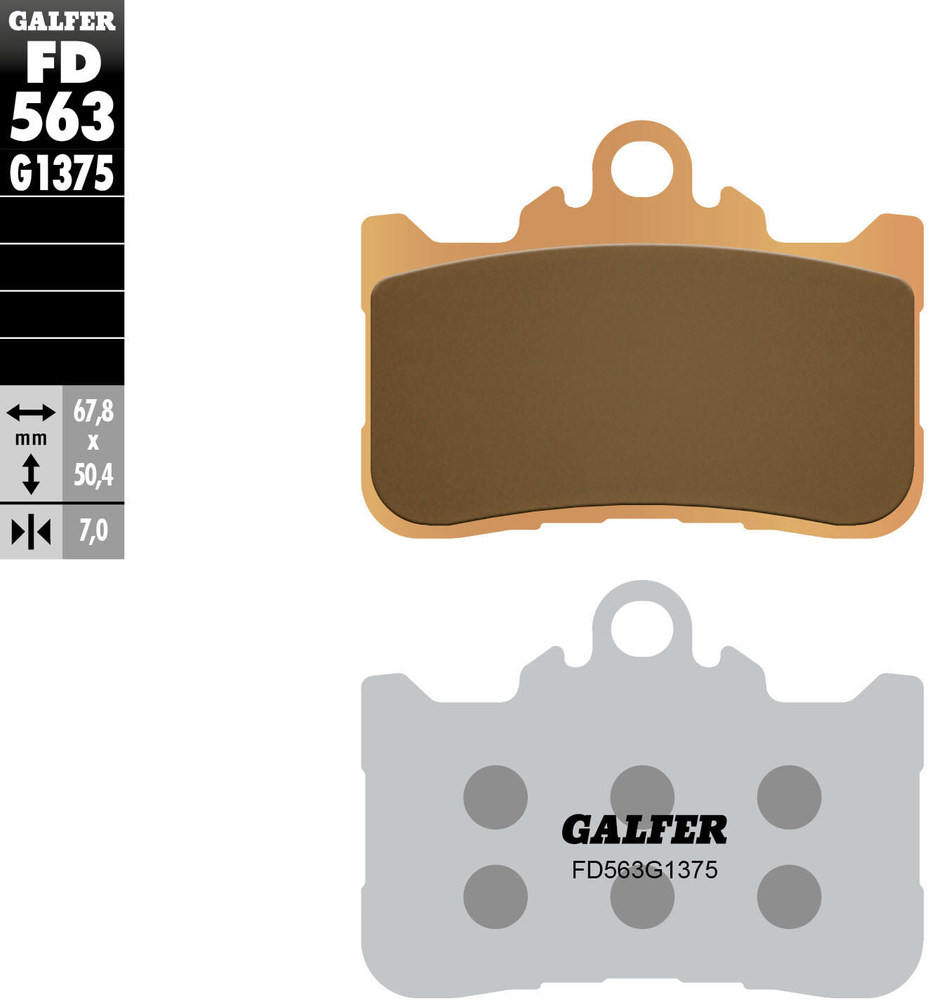 Pastiglie freno Galfer fd563 pastiglie freno sinterizzate fd563 g1375