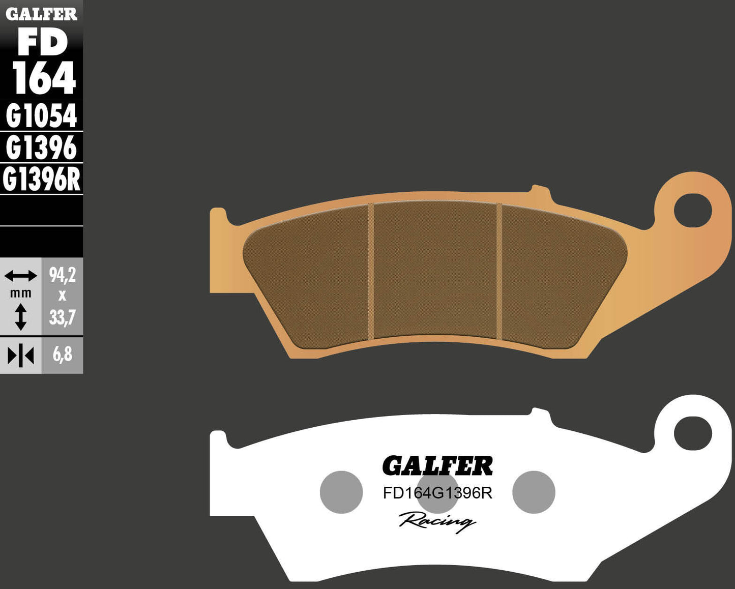 Galfer bremsbelag fd164 brake pad fd164 g1396r sintered metal