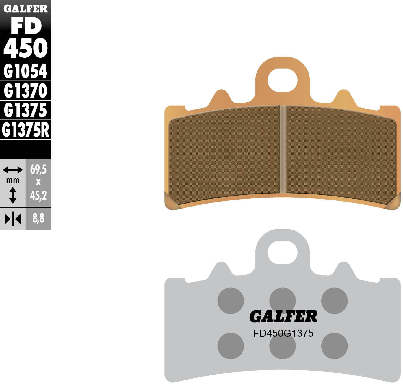 Galfer bremsbelag fd450 brake pad fd450 g1375 sint.metal str. sp.
