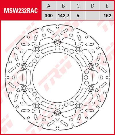 Trw remschijf msw232rac rotor msw232rac floating