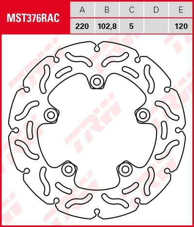 Trw remschijf mst376rac rotor mst376rac rigid