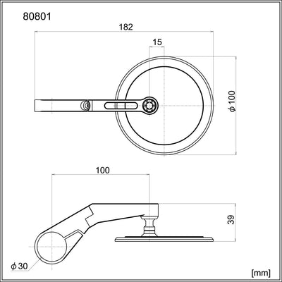 Daytona Mirrors Barend Flat Round Short Sw E-Mark