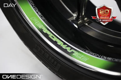Adhesivos para llantas estampados adhesivos para llantas 44x300mm 8ud.verde fluor