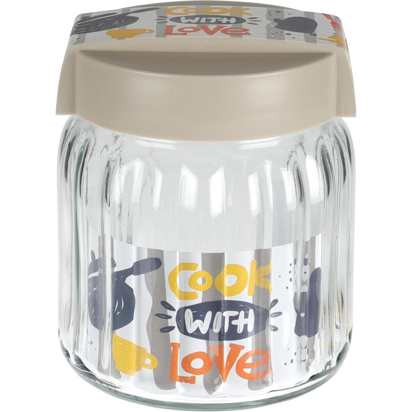 Excelente tarro de cristal para almacenamiento de artículos para el hogar de 1l con tapa.