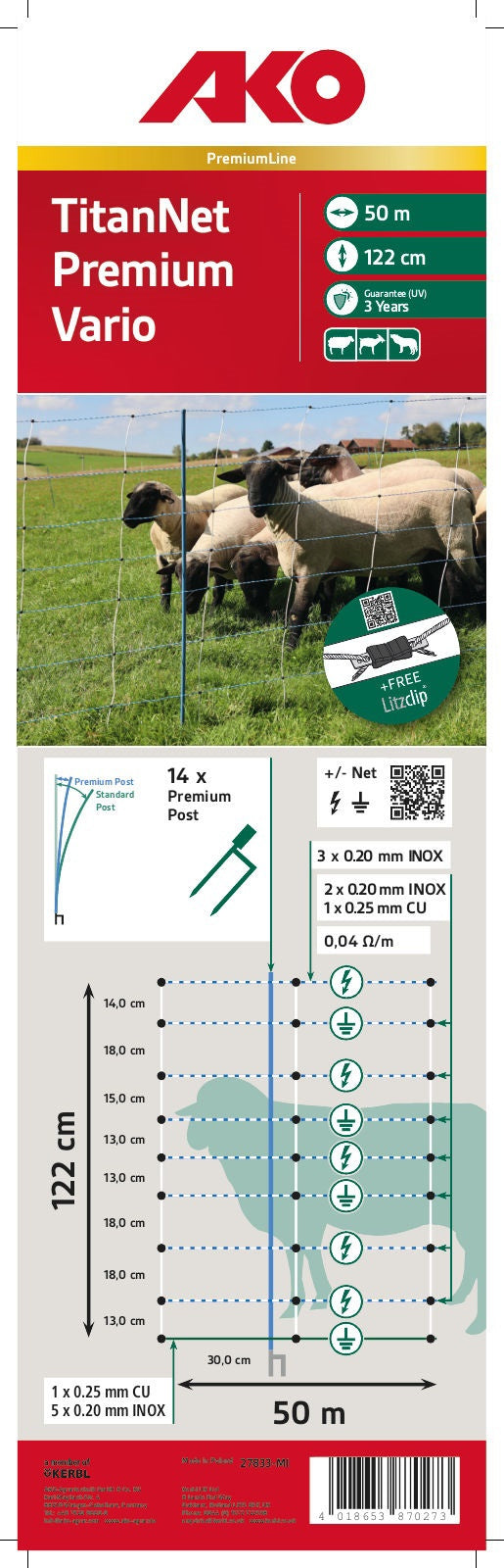 Ako prodotti pecora nettitan premium vario recinto doppio 122 cm x 50 m 1