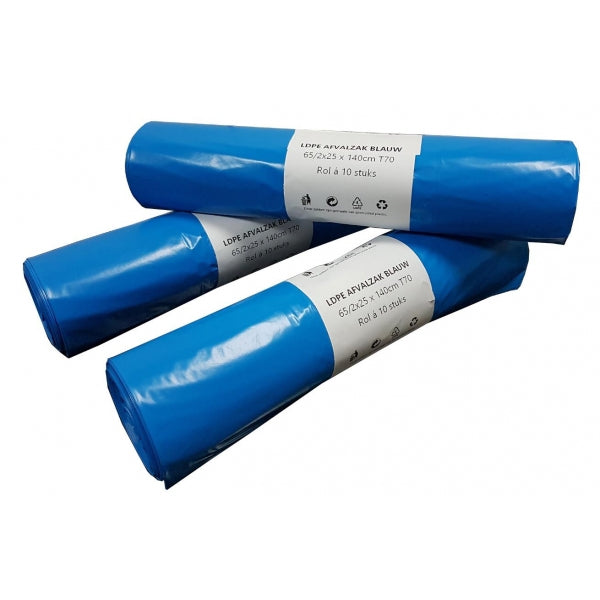 Sacchetti contenitore ldpe 6525 x 140 cm t 70 blu 240 lt