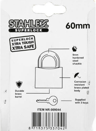 Prodotti lucchetto superlock 60mm più 3 chiavi