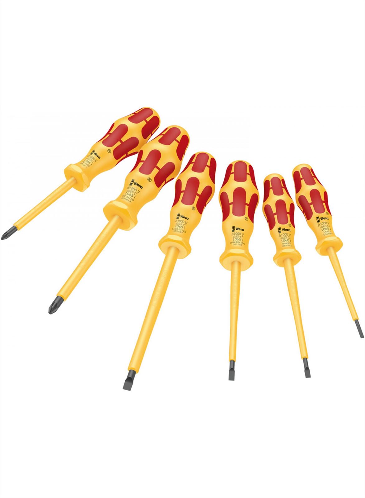Wera 1060 i 1065 i 6 vde 1000v set cacciaviti isolati kraftform vde, 6 pezzi - 05051576001