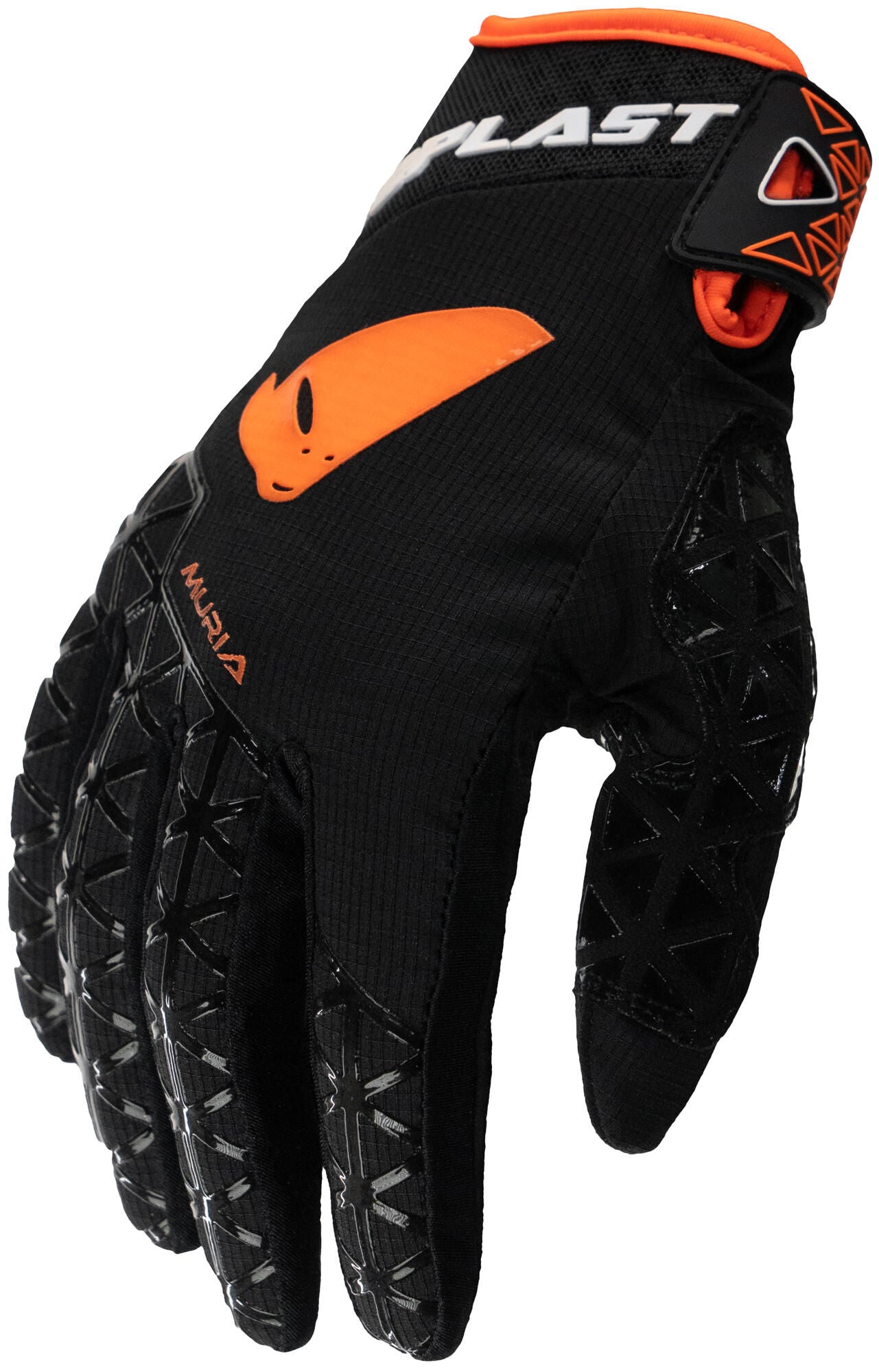 UFO hace pis en el guante de motocross Muria. guantes ufo muria naranja negro gr. yo