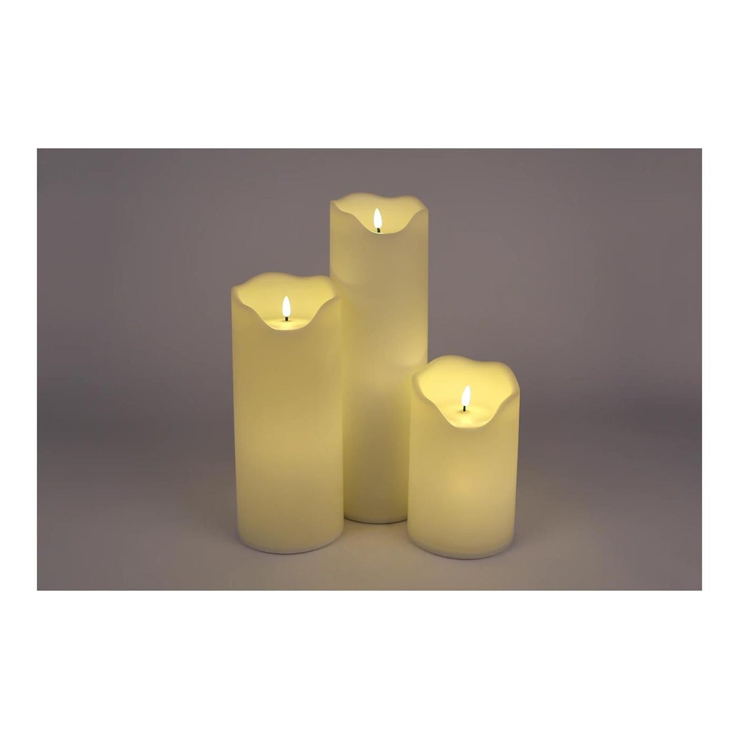 Kaarsenset led l s3 creme kunststof 12,5x12,5x20 30 40cm