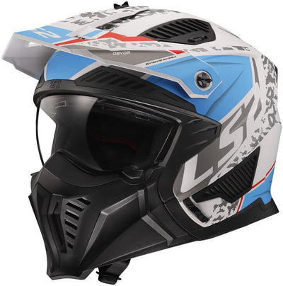 Ls2 modulaire helm of606 drifter devor helmet of606 drtifer devor s white blue matt
