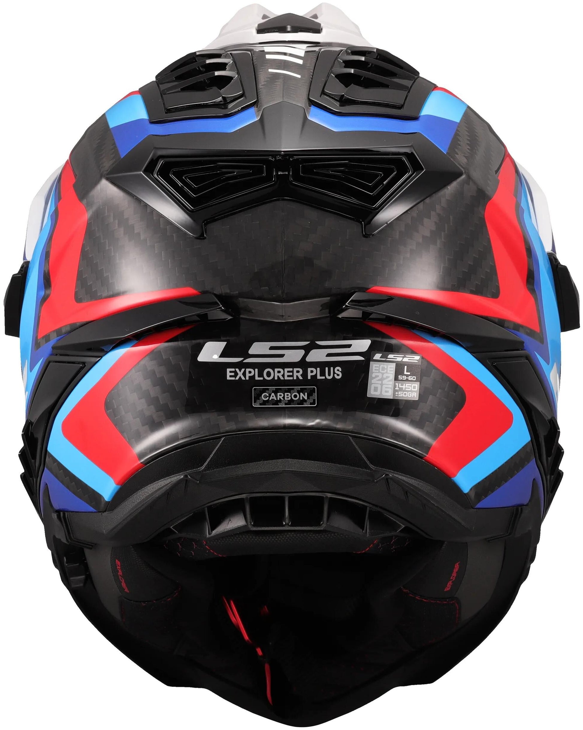 Ls2 enduro helmet mx701 explorer carbon frontier ii, internal sun visor, removable, washable, hypoallergenic and breathable, reinforced chin strap, rescue cheek pads, double d-lining helmet mx701 expl. car.fr.ii m wh blue bl