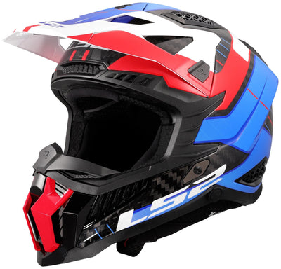 Casco motocross Ls2 MX703 x-force galuo, traspirante e anallergico. casco x-force galuo bianco rosso blu taglia xl