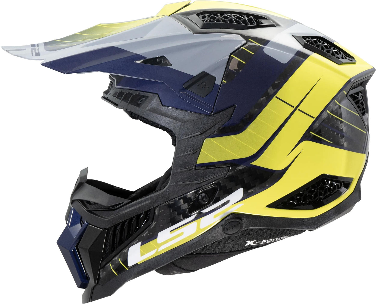 Casco motocross ls2 MX703 x-force galuo, transpirable e hipoalergénico. casco x-force galuo gris amarillo neón gr. xxl