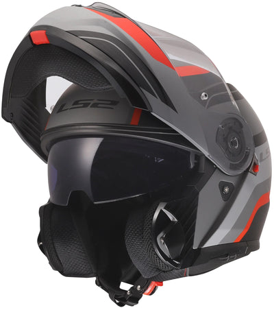 Ls2 flip up helmet ff908 strobe ii monza helmets ff908 strobe monza black gray red s