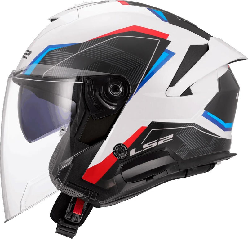 Casco jet Ls2 of618 verso ii caschi air of618 verso i air bianco blu rosso gr. l