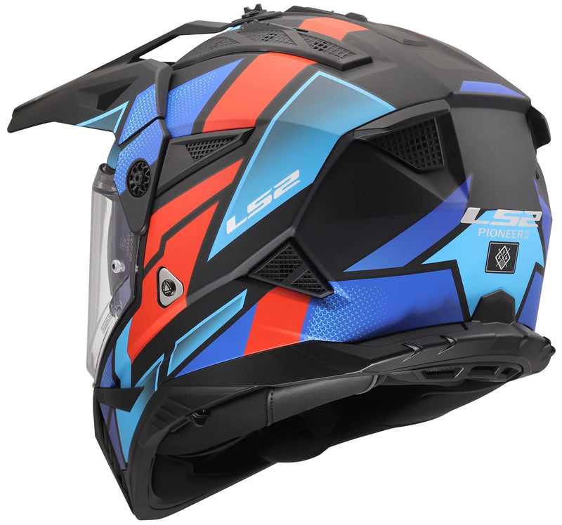 Casco enduro Ls2 mx702 Pioneer ii Block Casco mx702 Pioneer Block Nero Opaco Rosso Blu