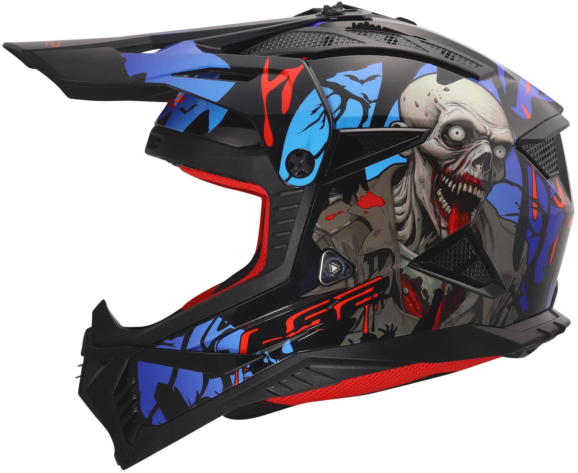 Casco motocross Ls2 mx708 fast ii zombie casco mx708 fast ii zombie nero rosso blu gr.