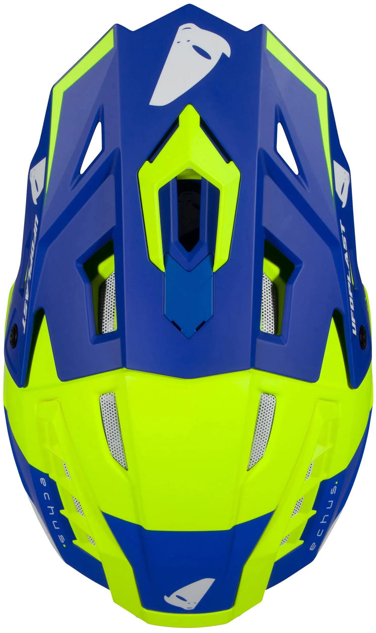 Casco motocross ufo plast echus casco echus m azul amarillo. mate