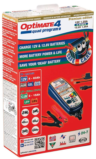 Tecmate battery charger Optate 4 quad program. Charger Optomate 4 Quad Progr.12 Volt