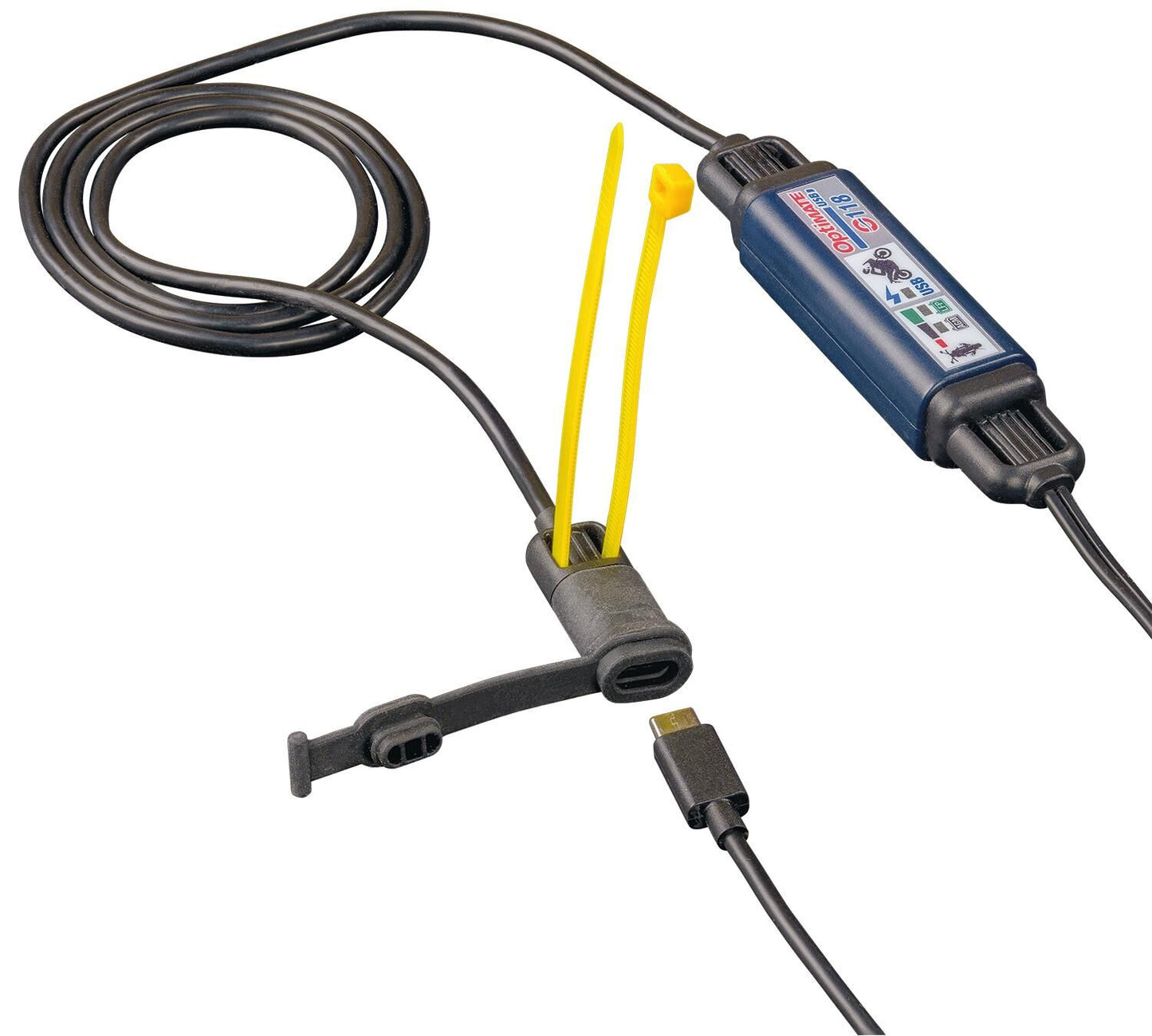 Tecmate USB di ricarica USB Optato O-118 Caricatore USB-C Optato M. SAE Connection 200cm