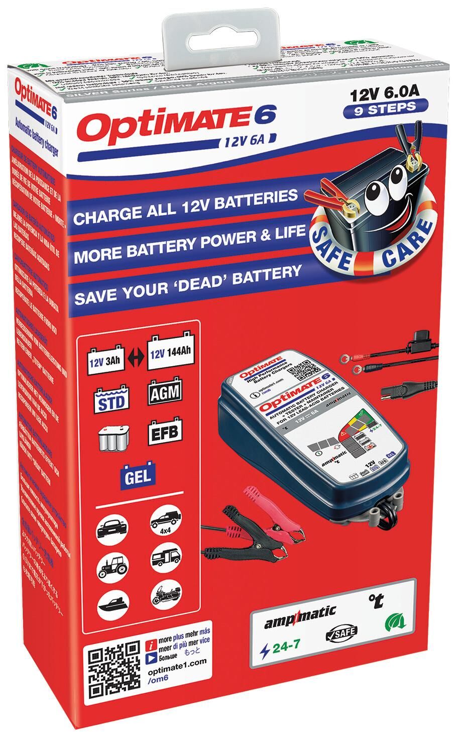 Caricatore della batteria Tecmate Optato 6 AMPMATIC 6A da Optato 6 Caricatore Ampmatic 6A