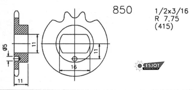 Esjot aandrijfrondsel 0850 sprocket 415 15z standard