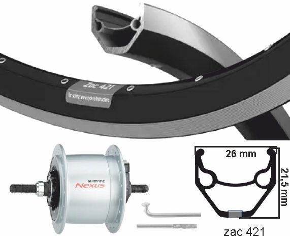 Ruota anteriore kgs 28 pollici (622) ZAC2000 SW ZILV Nafdyn+R.Brake 6v3w Fixe