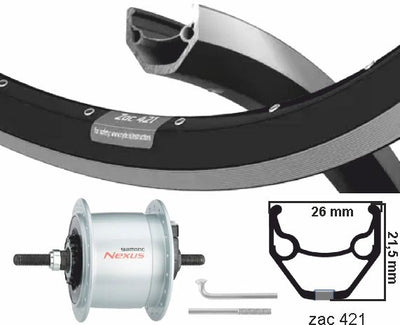 Rueda delantera KGS 28 pulgadas (622) ZAC2000 SW Zilv Nafdyn+R.Brake 6V3W fijo