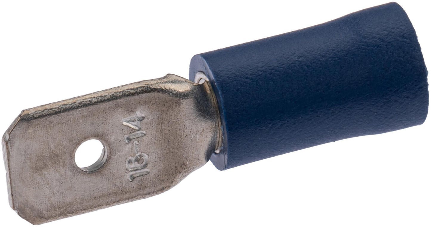 Spahn platte stekker blade terminal insulated blue 100pcs.