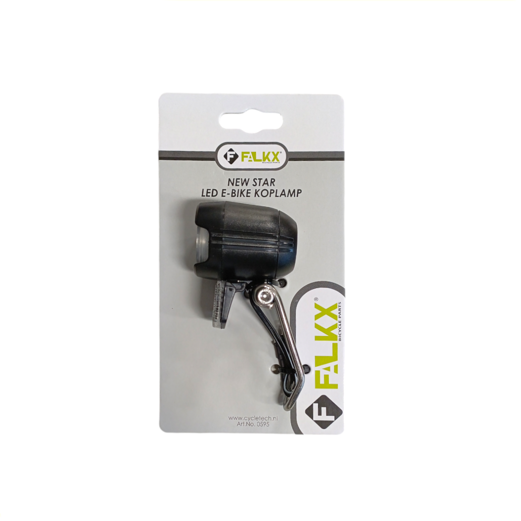 FALKX Faro LED E-Bike con cavo luminoso e riflettore 30Lx, 6V-48V (confezione pendente)