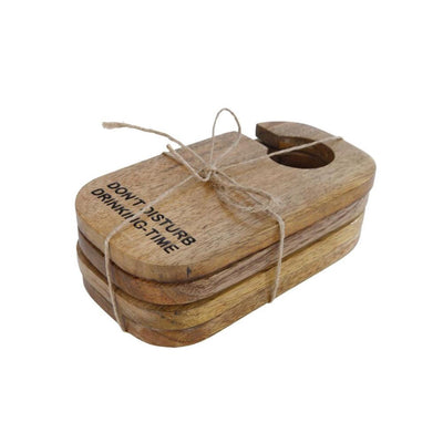 Cosydecor juego de posavasos tiempo para beber 4 piezas mango