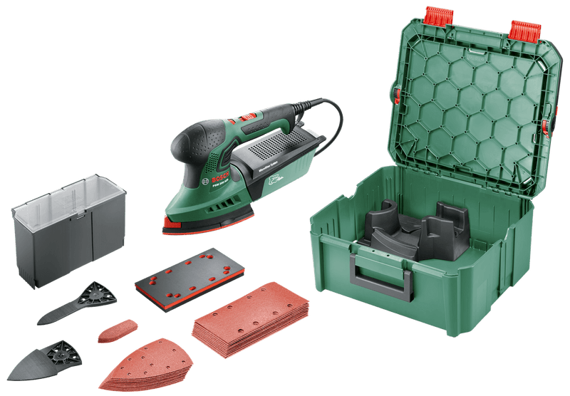 Bosch groen psm 200 aes | multischuurmachine + systembox | 200w | incl. accessoires - 06033b6002