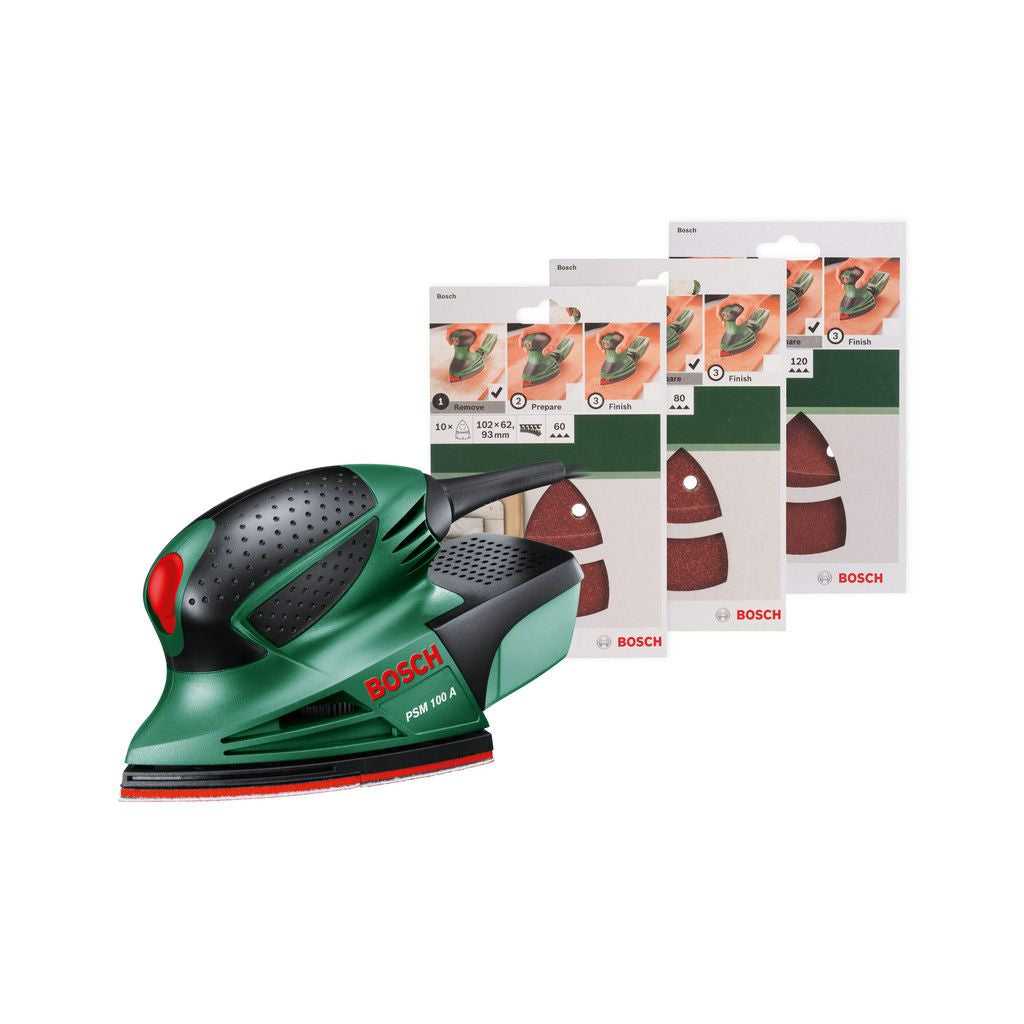 Lijadora múltiple bosch green psm 100 a + 30 hojas de lija - 100w - 06033b7002 - 06033b7002