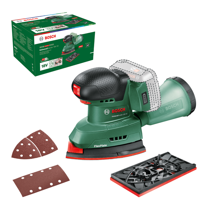 Lijadora múltiple inalámbrica Bosch green universalsander 18v-10 bt | 18v | sin batería ni cargador - 06033e3100
