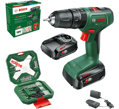 Imp bosch groen easyact 18v-40 | accuklopboorschroevendraaier | 2 x 2.0 ah accu + snellader + accessoires - 06039d8109